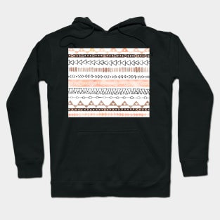 Peach Pink Chocolate Brown Black hand-drawn geometric watercolor Pattern Hoodie